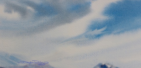 wet in wet watercolour skies, debiriley.com