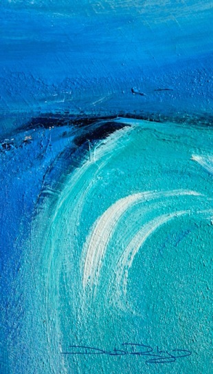 Ocean, oil painting, cobalt teal blue pg50, cobalt blue pb28, indanthrone pb60, debiriley.com