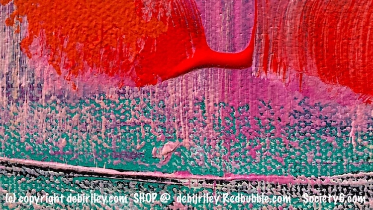 art in pink and red, acrylic abstracts, red contemporary paintings Redbubble.com, debiriley.com 