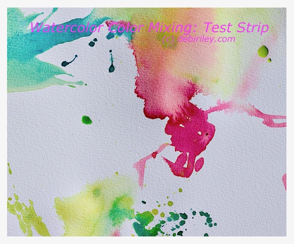 watercolor color mixing test strips, debiriley.com