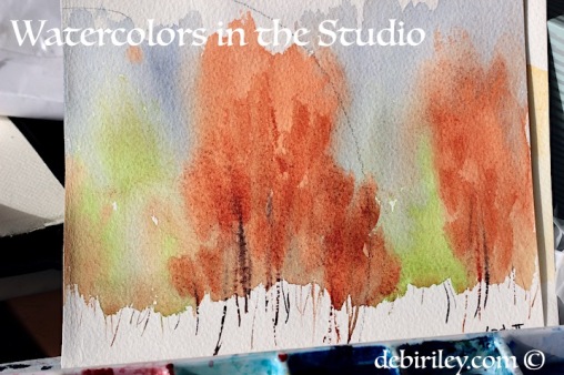 loose and easy watercolor trees, colorful trees in watercolour, debiriley.com 
