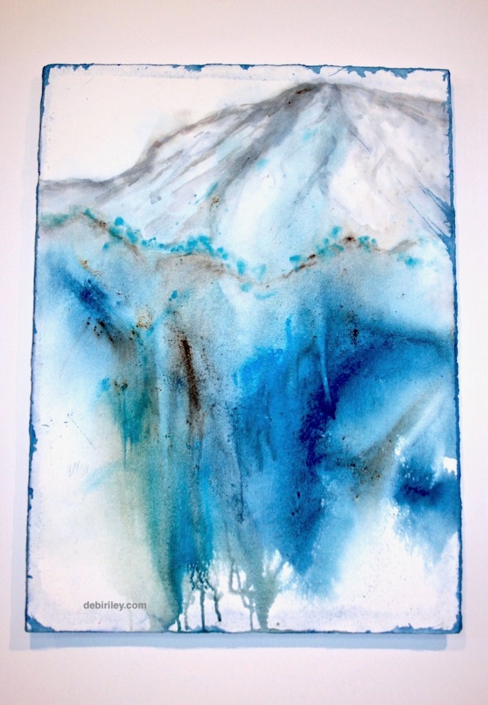 mountain in blue, watercolor mountain, semi abstract landscape, debiriley.com 